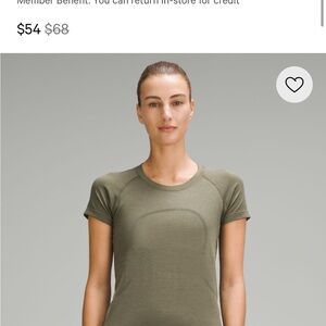Lululemon Athletica Short Sleeve Top in Olive